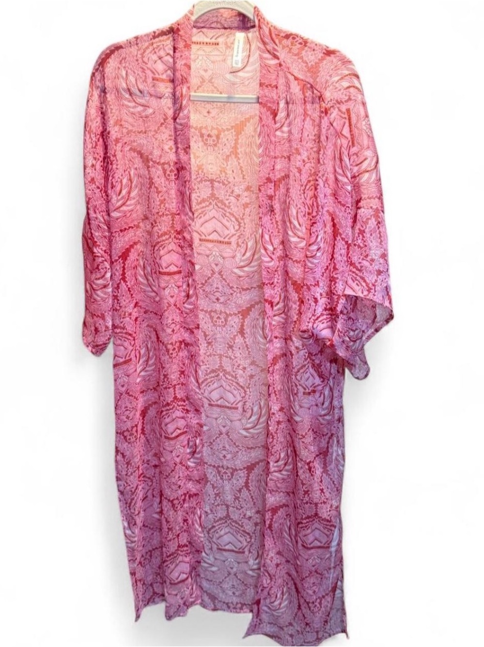 Francesca’s Collections Pink Paisley Boho Duster Kimono